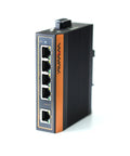 Unmanaged Five Port Industrial Ethernet Switch With 10/100 Mbps Auto MDI MDI X Crossover DIN Rail Or Wall Mount front view