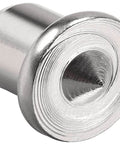 Close-up of a chrome-plated Pro Grade Hollow Dowel And Tenon Center Pin Kit For Woodworking, showing a dowel center.
