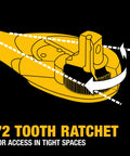 Illustration of 72 tooth ratchet from All In One 204 Piece Mechanics Tool Set With Quarter Inch, Three Eighths Inch, And Half Inch Drives.