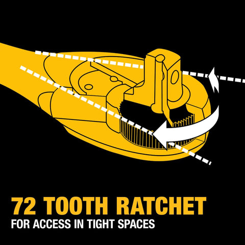Illustration of 72 tooth ratchet from All In One 204 Piece Mechanics Tool Set With Quarter Inch, Three Eighths Inch, And Half Inch Drives.
