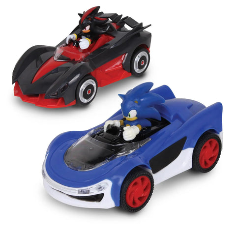 Sonic and Shadow 3.5 Inch Cars from Sonic Racing CrossWorlds Slot Car Track Set With Rad Double Loop Action