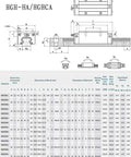 Technical drawing of 10-Piece Square Linear Guide Rail Kit HGR35 2240mm for CNC with detailed dimensions and specifications.