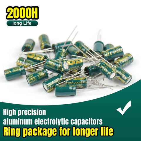 Dope 925Pcs Electrolytic Capacitors Kit With 36 Values In A Clear Plastic Case, featuring high precision aluminum capacitors