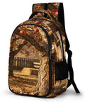 Autumn Apple Orchard Printed Unisex Backpack With Large Capacity, featuring apple orchard design, polyester material, side view