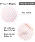 Chill Coastal Patio Lumbar Pillow Cover 12x20 Inches Water Repellent Indoor Outdoor Blush Pink Stripes With Scalloped Edge Hidden Zipper