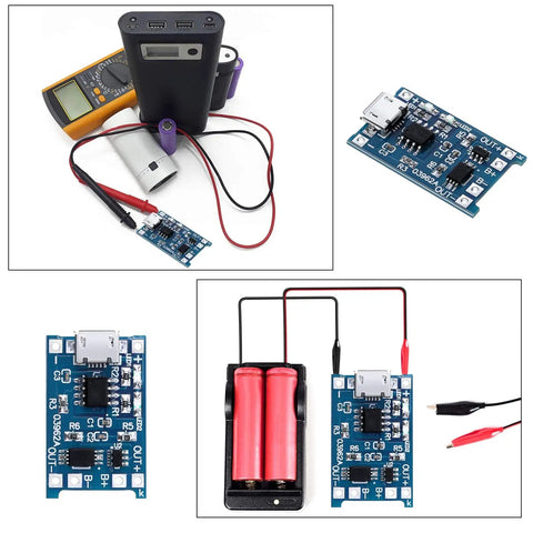 40 Pack 5V Micro USB Lithium Battery Charging Module With BMS Protection Board Over Discharge Guard For DIY Electronics, includes testing tools.