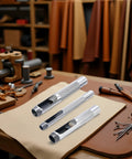Pro Grade 3 Piece Leather Hole Punch Set With Steel Hollow Punches for grommets in workshop