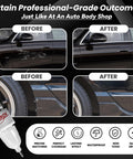 Color Accurate Black Car Touch Up Paint Kit For A Slick, Seamless Scratch Repair With Quick Dry, glossy before and after.