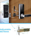 5 In 1 Smart Lever Door Lock With Keypad Biometric Fingerprint Bluetooth App RFID Card And Mechanical Key Keyless Entry, installation measurements diagram