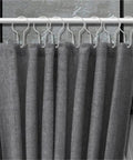 150 Pcs No Fuss Gourd Shaped Shower Curtain Hooks Rustproof Glide Roller Hanging Rings on gray curtain