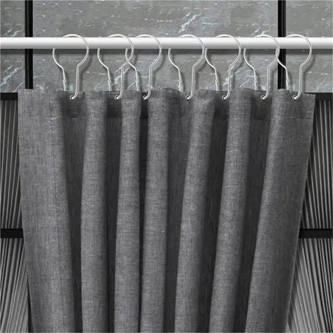 150 Pcs No Fuss Gourd Shaped Shower Curtain Hooks Rustproof Glide Roller Hanging Rings on gray curtain