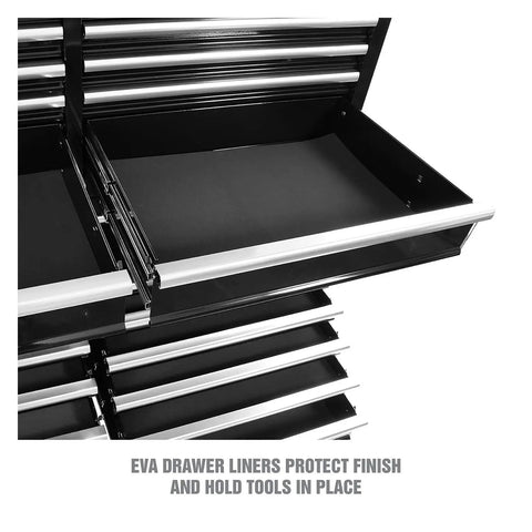 Open drawer of Pro Grade 57 Inch Tool Chest For Garage And Workshop Storage Heavy Duty Locking Steel Tool Cabinet With Gas Struts