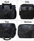 Insulated Picnic Backpack For Work Beach And Travel With Large Capacity Lunch Bag Tote in marble design showing back, side, top, bottom