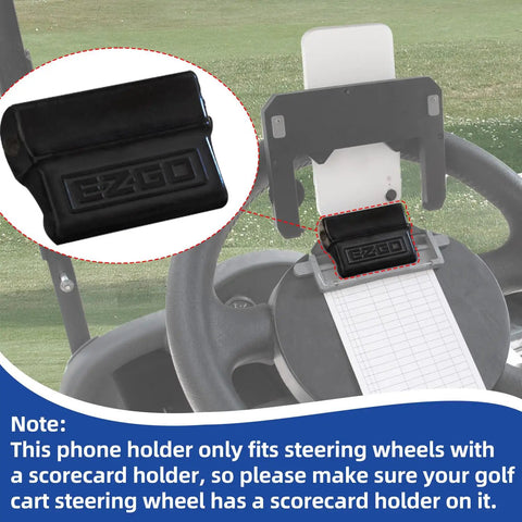 Heavy Duty Flip Up Golf Cart Steering Wheel Cell Phone Mount Fits Club Car EzGo Yamaha Carts With Scorecard Holder on Golf Cart