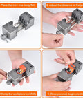 Heavy Duty Mini Bench Vise With Self Adjusting Fractal Jaw, Solid Hella Versatile Clamping Tool For Irregular Parts in use during setup.