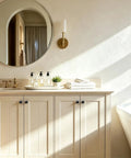 Slick Matte Black Cabinet Knobs Heavy Duty Zinc Alloy Smooth Grip Easy Install Kitchen Refresh, featured on bathroom cabinet.