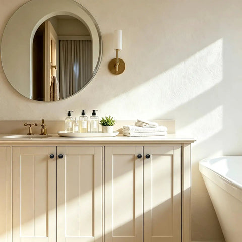 Slick Matte Black Cabinet Knobs Heavy Duty Zinc Alloy Smooth Grip Easy Install Kitchen Refresh, featured on bathroom cabinet.