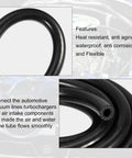 Silicone Vacuum Tubing Hose 8mm Inner Diameter 3.28ft Length For Automotive Vacuum Lines Turbochargers And Air Intake Water Compatible Black Hose High Temp Durability Flexible