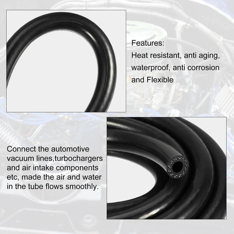 Silicone Vacuum Tubing Hose 8mm Inner Diameter 3.28ft Length For Automotive Vacuum Lines Turbochargers And Air Intake Water Compatible Black Hose High Temp Durability Flexible