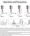 Photoelectric Edge Finder For Milling Machines operation and precautions shown in figures with centering instructions and precautions.