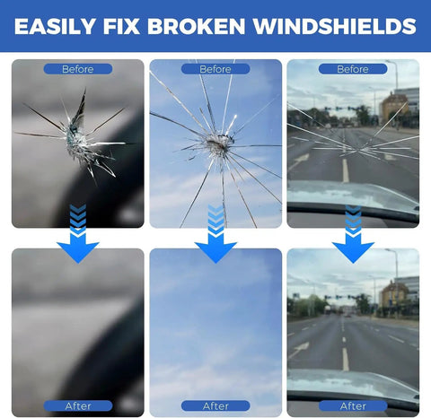 Windshield Chip Repair Kit For Quick Fixes 2026 Glass Repair Liquid Lets You Patch Cracks Fast In Car Windows Before and After
