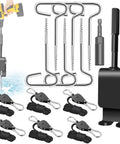 Heavy Duty Ice Anchor Tool Kit For Ice Fishing Shelter Setup With Universal Drill Adapter Six Ice Tent Nails Six Rope Hangers