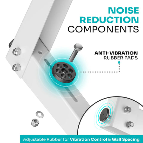 Beefy Outdoor Mini Split Wall Mount Bracket For 9000 To 36000 BTU Units showing anti-vibration pads reducing noise
