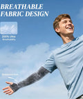 Keep Your Arms Shaded And Locked In With These Adjustable UV Sun Sleeves Featuring A Handy Watch Cutout Thumb Loop And Anti Roll Closure For Effortless Cooling On Every Road Journey. Model showcasing breathable fabric and thumb loop.