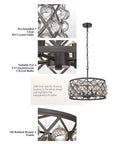 4 Light Crystal Chandelier With Oil Rubbed Bronze Finish showing K9 crystals and bulb holders, ideal for dining rooms and kitchen islands