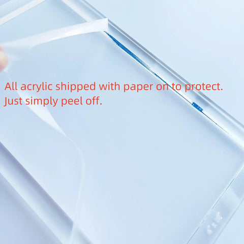 Top Shelf Rectangle Router Template Set For Custom Woodworking Builds Quarter Inch Clear Acrylic Jig with protective paper layer.