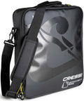 Black detachable bag with strap and stylish wave design, labeled Cressi, on a white background.