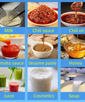 No Fuss Solid Build Single Head Stainless Steel Liquid And Paste Filling Machine Featuring Digital LCD Screen Anti Drip Spout Foot Pedal Toggle Straight Shot Accuracy For Honey Butter And Thick Sauces with various sauces and liquids.