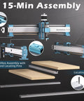 Front view of Genmitsu 4040-PRO CNC router with aluminum frame, blue accents, GRBL control for metal and acrylic