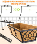 Two Pack 16 Inch Window Box Planters With Coco Liner For Railing, Metal Deck Hanging Planters For Balcony Patio And Fence