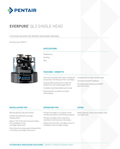 Single Filter Head With Bracket And Shut Off Valve For Three Eighths Inch NPT Threads Delivers Up To One GPM Flow No Gauge Included