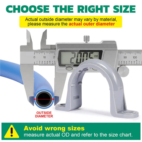 Heavy Duty 1 Inch Pvc Pipe Straps 16 Pack 2 Hole Plastic Conduit Clamps measuring outside diameter with calipers