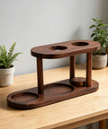 Solid Wood Pour Over Coffee Station With Elevated Dripper Stand For Smooth Extraction, natural finish, displayed with plants.