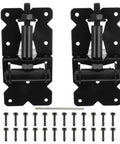 Heavy Duty Stainless Steel Fence Gate Hinges Pair For Patio And Backyard Doors Featuring Tough As Nails Rust Proof Build With Zero Squeak Swivels And Sleek Black Finish, includes mounting screws.