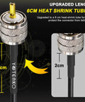 Close-up of PL259 Jumper Cable 1 Ft RG58 Coaxial Cable 50 Ohm for SWR Meter showing 6cm heat shrink tubing protection