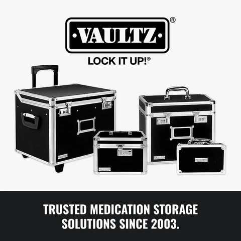 Locking Medicine Box With Combination Lock For Safe Medication Storage Portable Metal Lock Box For Pills And Valuables Small Code Protected Storage Case Black, showing multiple sizes.