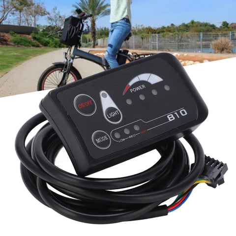 S810 Electric Display Panel For 36V And 48V Systems Black Plastic LED Meter With 5 Pin Interface on bicycle background