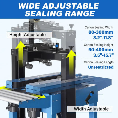 Fully Automatic Carton Sealer for Fast Warehouse Packing And Shipping, 110V Multi Function Tape Dispenser with adjustable height and width