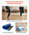 Heavy Duty Floor Underlayment Covers Four Hundred Square Feet featuring integrated vapor barrier and acoustic core in action.