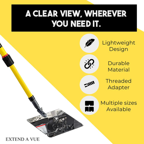 Telescoping Inspection Mirror With Fiberglass Pole, Lightweight And Durable, Extends From 4 To 8 Feet, 3.5 By 6 Inch Acrylic Mirror