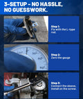 Half Inch Torque Wrench With Angle Gauge And Rotary Zero Return, Adjustable Arm With Dual Length For Cars, Trucks And Heavy Machinery, Precision Torque To Angle Measurement For Tightening Cylinder Heads And Fasteners. Steps for setup