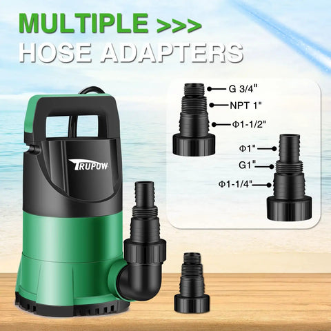 1 HP Submersible Sump Pump With 3981 GPH Flow Workhorse Portable Thermoplastic Electric Utility Pump For Pool Garden Basement Tub
