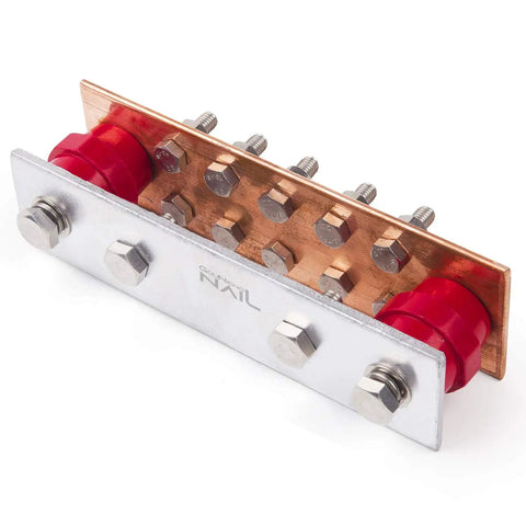 Wall Mounted Copper Ground Bar Kit With Five Sixteenth Inch Bus Bar And Ten Terminal Positions UL Recognized 6KV Insulators
