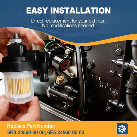 Fuel Filter Assembly Replacement For Yamaha Outboard Motors Heavy Duty Fits 115HP 130HP 140HP 150HP 175HP 200HP 225HP Two Stroke And Four Stroke Fits Five Sixteenths Inch Fuel Line And Eight Millimeter Nipple Barb Easy Install