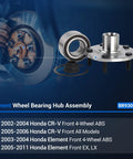 Pair BR930580K Front Wheel Bearing And Hub Assembly For Honda CR V 2002 2006 And Element 2003 2011 next to brake disc
