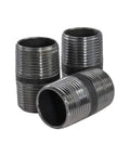 Close-up of three-quarter inch nipples from the Dope 60 Piece Black Malleable Steel Pipe Fittings Kit for DIY Projects.